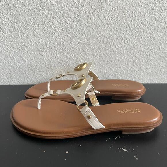 Michael Kors MK Women's Flat Sandals in Leather with Logo Size 7 - Picture 6 of 11